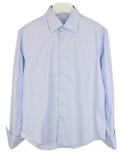 SUITSUPPLY Slim Formal Shirt Men's LARGE Spread Neck Button Up Blue