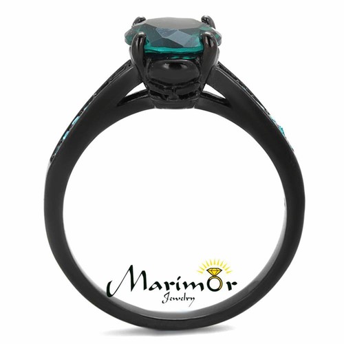 2,16 Karat blau Zirkon AAA CZ schwarz Edelstahl Verlobungsring Damen Gr. 5-10 - Bild 3 von 7