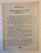 1978 IBM Information Protecting A Valuable Asset Print Ad Computer Original