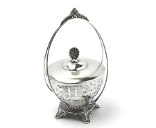 PICKLE CASTOR sweetmeat Clear "Waffle" Jar  Silver Plate, James W Tufts – SLV232