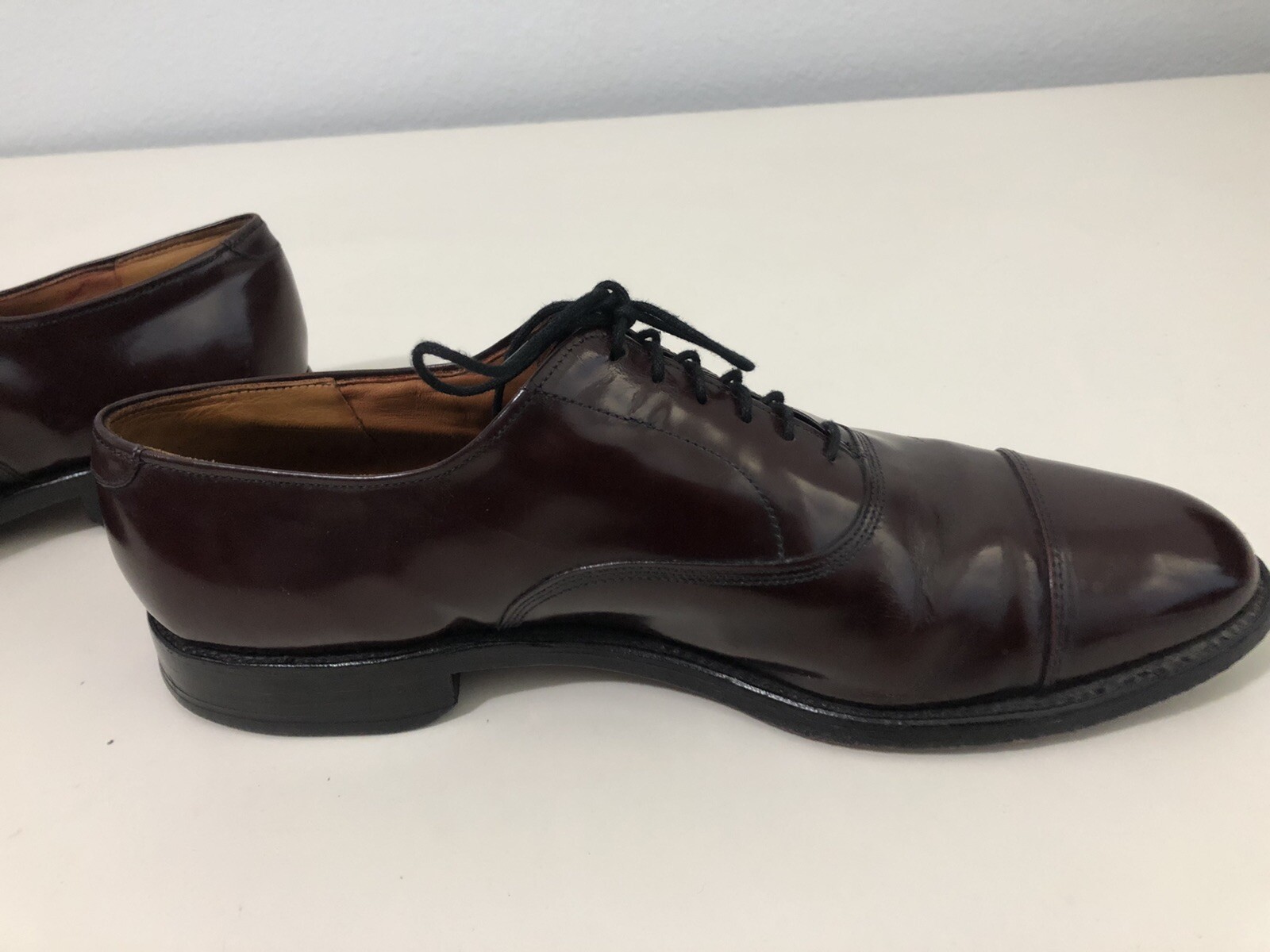BURGANDY ALLEN EDMONDS PARK AVENUE LEATHER OXFORD DRESSS SHOES MENS SIZE 10.5C