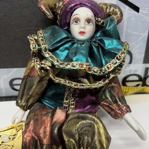 Kingstate Porcelain Harlequin Sitt Jester Doll Dollcrafter Preowned - Picture 2 of 14