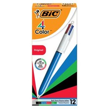 BIC 4 Color Original Retractable Ball Pens 12 Count Assorted Ink Pens
