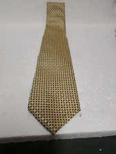 Bergamo New York Mens Square Pattern Yellow Polyester Hand Made Tie