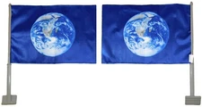 Earth Blue Globe 12x18 Double Sided Knitted Nylon Car Flag