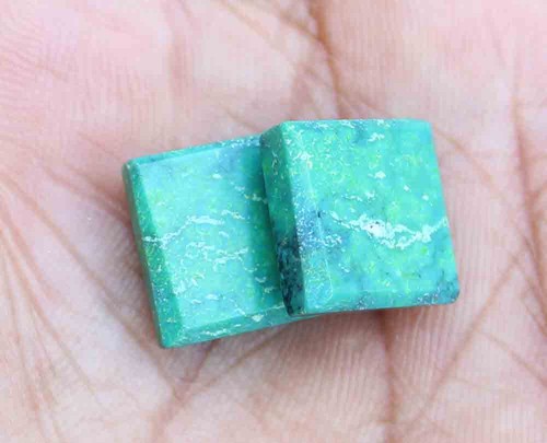 17.00 Cts Natural Tibet Turquoise Square Shape Cabochon Loose Gemstone Pair - Picture 3 of 5