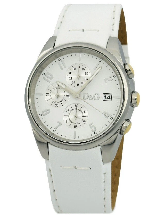 D&G DW3719770084 Unisex Sandpiper Chronograph White Leather White 