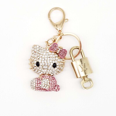 Louis Vuitton Gold Padlock  Key Set Authentic LV w/Unbranded Hello Cat Keychain