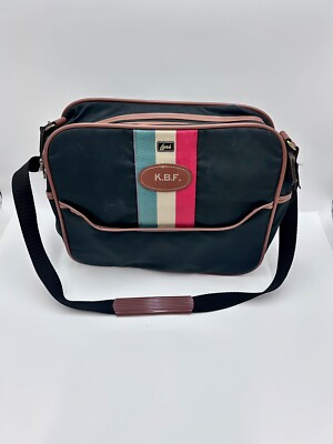 Vintage Samsonite Lark Duffel Gym Bag Messenger Travel Black Green Red 14 x12x6 
