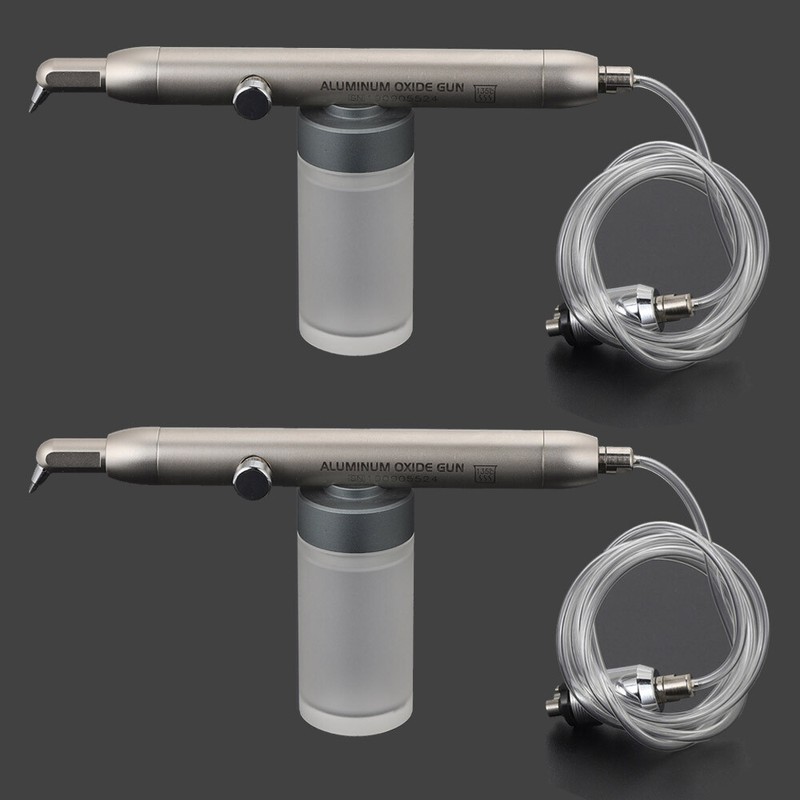 2 Set Dental Alumina Air Polisher Abrasion Microetcher Sandblasting Gun 4Hole