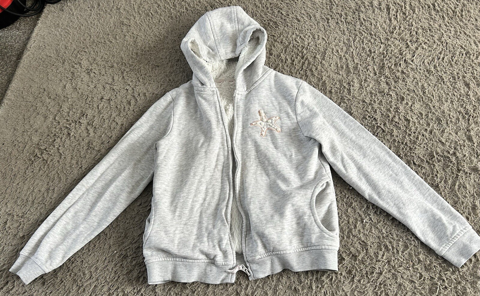 11-12 years girls starfish zip up furry inner linging hoodied jumper