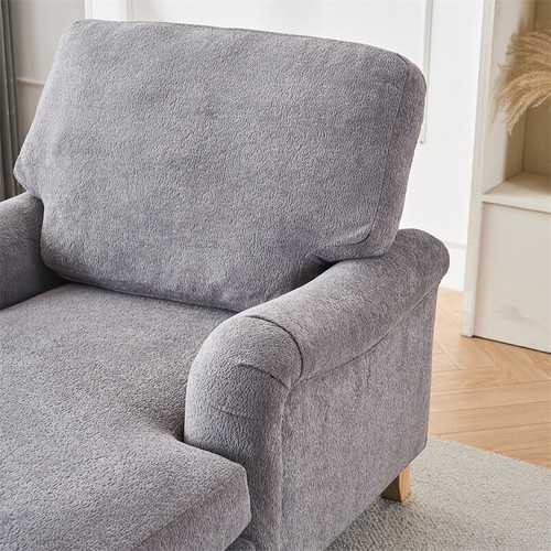 Modern Oversized Chaise Lounge Couches Sleeper Sofa Armchairs w/Wood Legs-Gray - Picture 6 of 22