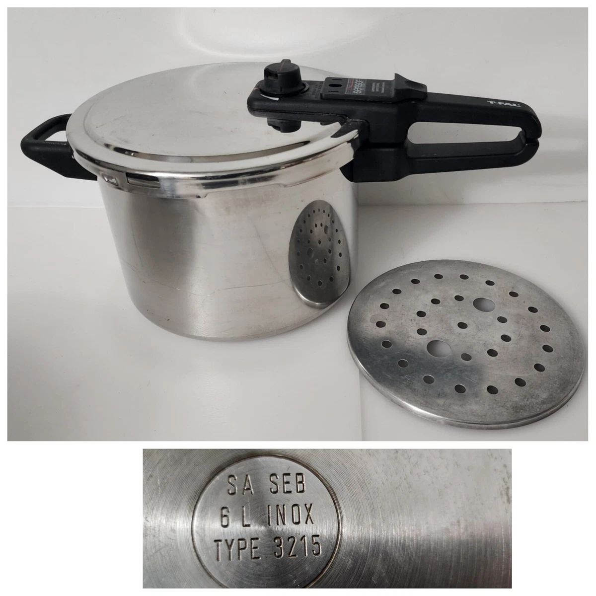 Vintage T-fal Sensor 6 liter Pressure Cooker SA SEB 3215 Made in