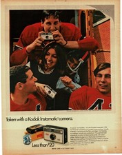 1967 KODAK Instamatic 104 Camera girl with football players Vintage Print Ad
