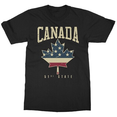 Canada 51st State Trump USA Funny Maple Leaf US Flag Unisex T-Shirt