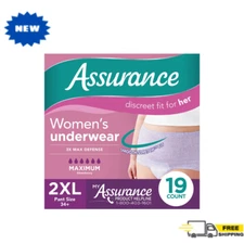 Assurance Women's Incontinence & Postpartum Underwear, XXL, (19 Count) Unscented