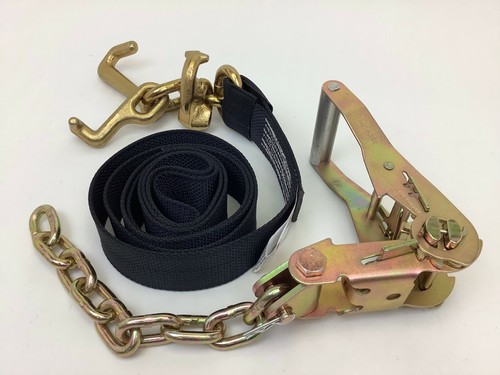 One Set of 10' Black DIAMOND WEAVE Frame Hook Strap w/ Chain Tail Ratchet Handle - Picture 2 of 12