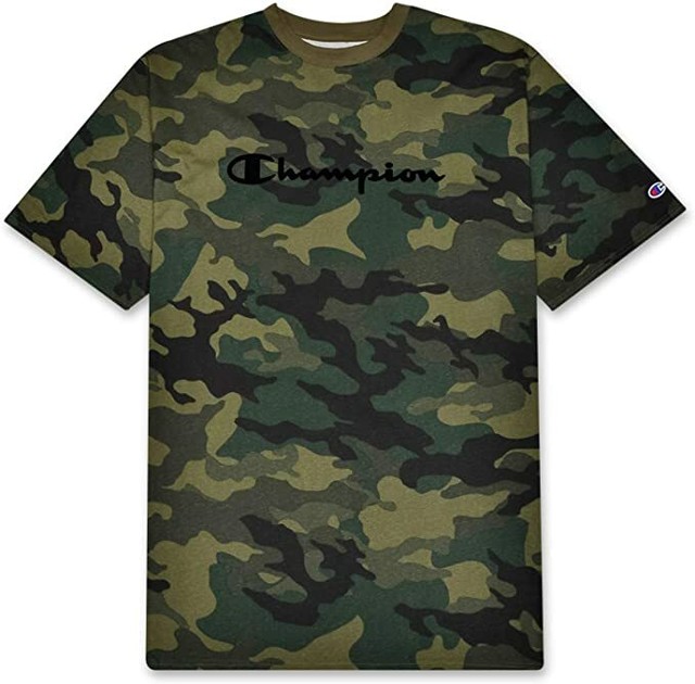 Champion Mens Big and Tall Green Camo Script Logo TShirt Size XLT NEW