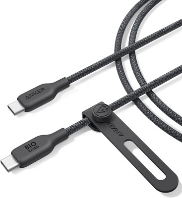 Anker 6 ft USB C to USB C 240 W Fast Charge Cable   Bio Braided Phantom Black