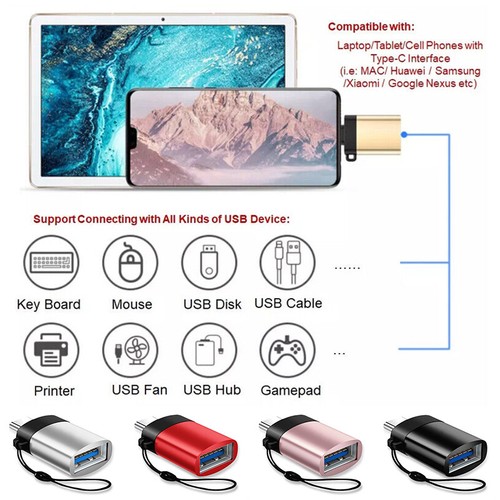 2x USB-C Type C 3.1 Male USB 3.0 Type A Female OTG Converter Adapter Sync Data - Zdjęcie 2 z 22