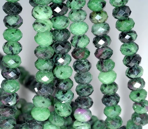 10 x 7 MM RUBIN ZOISIT EDELSTEIN FACETTIERTES RONDELL LOSE PERLEN 15,5 ZOLL - Bild 4 von 4