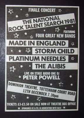 The National Rock Talent Search 1981 Small Poster Type Promo Ad, Advert ...
