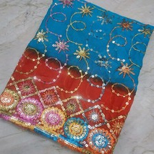 Exotic Indian Wedding Dupatta Sequins Scarf Beaded Georgette Veil Stole Hijab L"