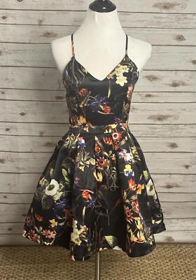 Fashion Nova 'All Puffed Up' satin floral mini cocktail dress Size Small
