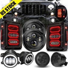 For Jeep 07-17 Jk Smoke Tail Light 7 Led Headlight Turn Signal 4 Fog Lamp Kit For Jeep 07-17 Jk Smoke Tail Light 7 Led Headlight Turn Signal 4 Fog Lamp Kit