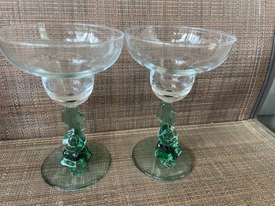 2 Luminarc 7'' Mexican Siesta Man Sombrero Saguaro Cactus Margarita Glasses