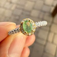 925 Sterling Silver Ring 4x3mm Green Natural Emerald Gemstone Women Jewelry Gift