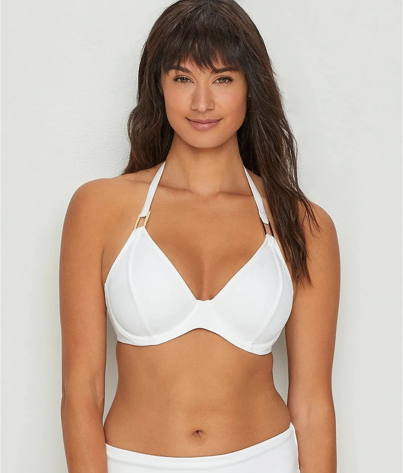 Miss Mandalay ICE WHITE Boudoir Beach Halter Bikini Swim Top, US 32DD, UK 32DD - Изображение 2 из 4