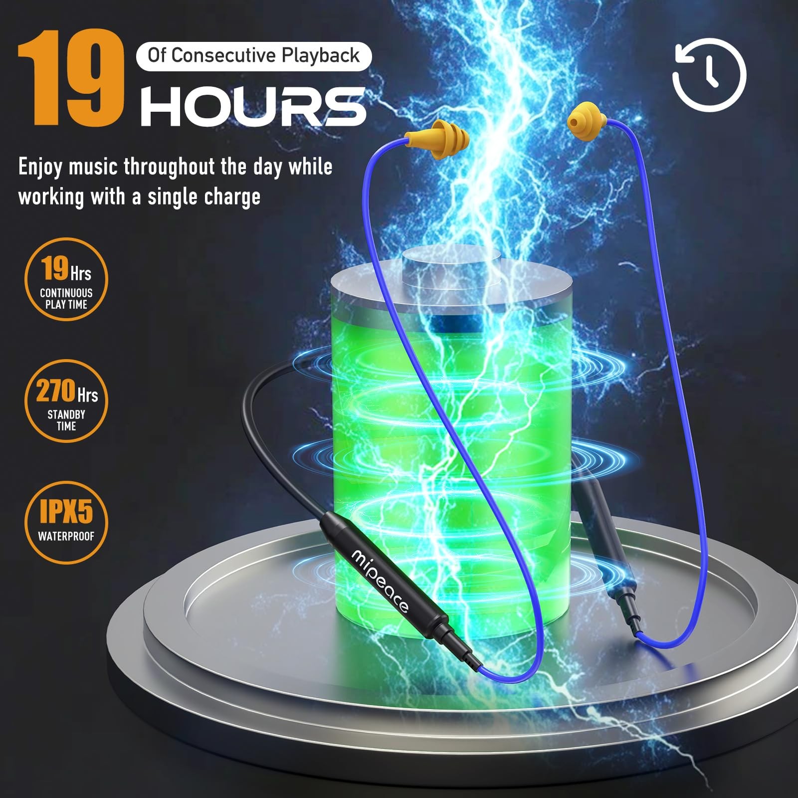 MIPEACE Bluetooth Earplug Headphones, Neckband Ear Protection Work earbuds-29...