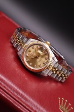 Rolex Womens Datejust Champagne Diamond Dial Watch 1989 69173 PX WELCOME