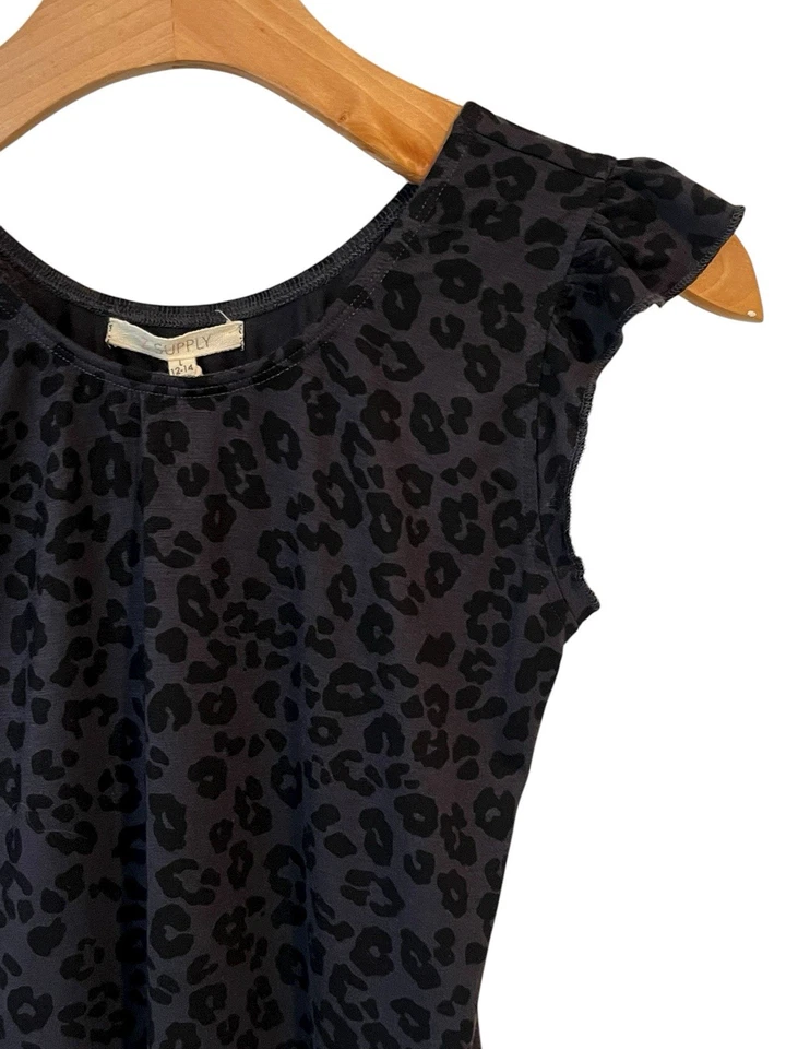 Traje corporal Z Supply para mujer L 12-14 púrpura negro estampado de leopardo manga corta nuevo con etiquetas Foto 3 de 4