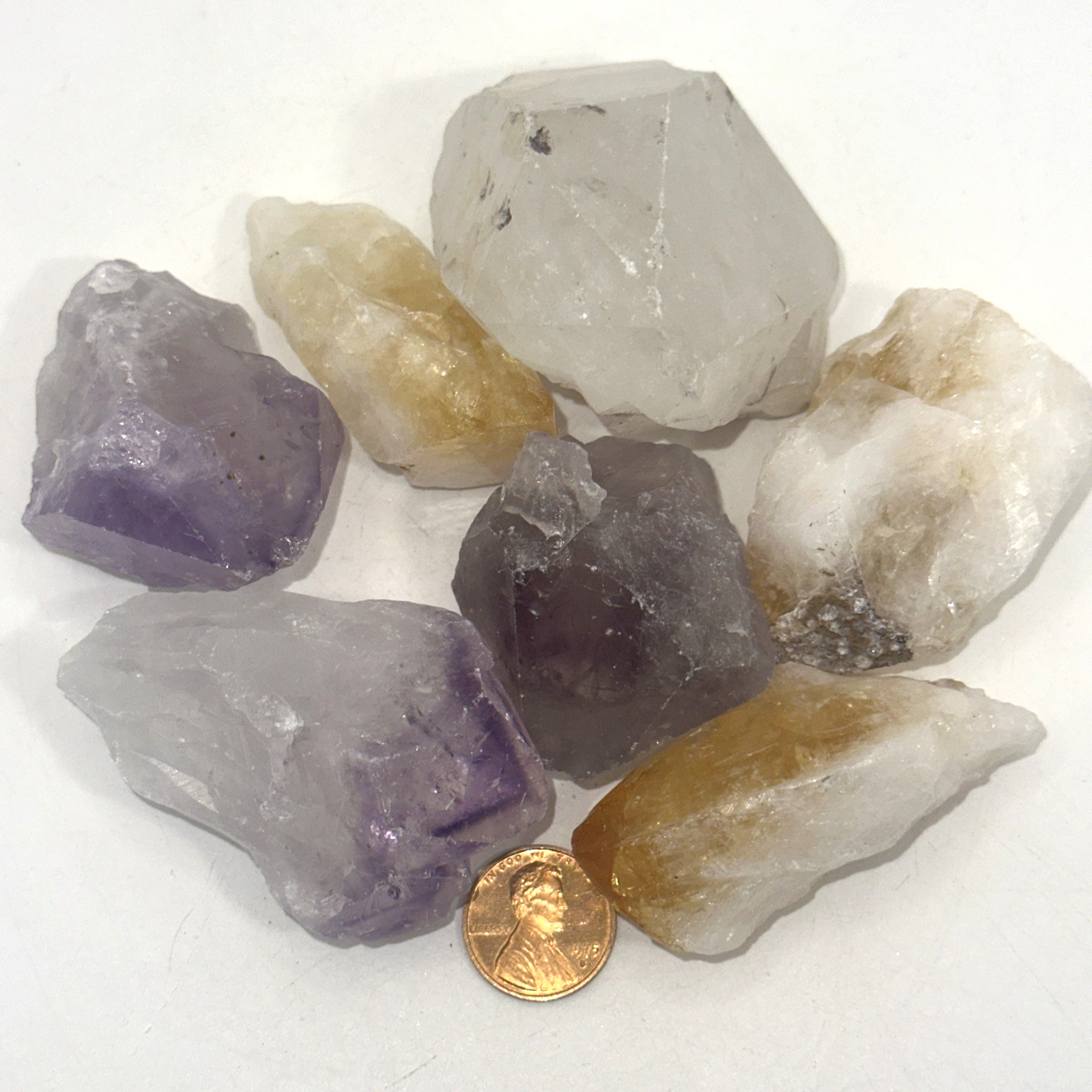 1 lb Assorted Amethyst Citrine Quartz Large Crystal Points 2-3 Inch