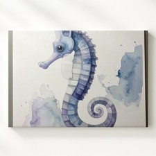 Baby Seahorse Watercolor Canvassoft Pastel Ocean Nursery Art Wall Art