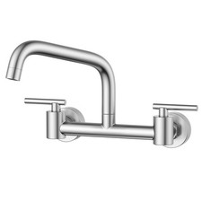 8 Inch Center Wall Mount Kitchen Sink Faucet with 8" Swing Spout, Commercial ...