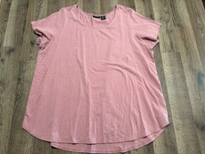 Tahari Shirts Women's Size 2X Pink Short Sleeve Crew Neck Lightweight Stretch