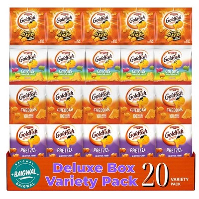 veriaty pack Gold- fish Cheddar Cheese Crackers Variety Pack, Baked Snack 20 ct