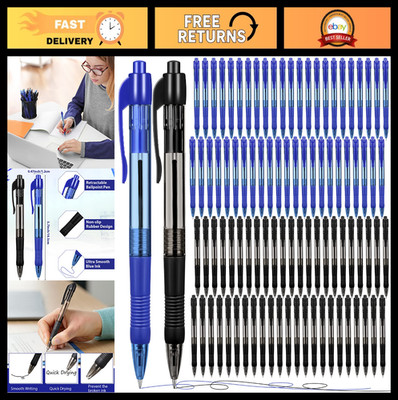 300 Pcs Retractable Ballpoint Pens Bulk - Medium Point 1.0mm Smooth Writing Clic
