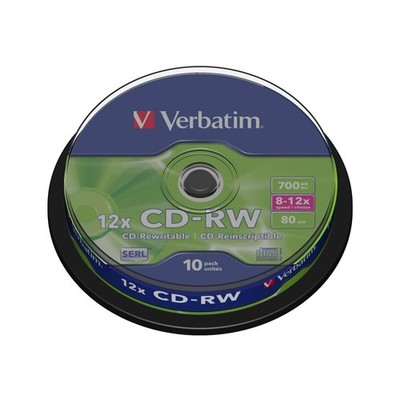 Verbatim 8-12x 80 Minuten 700MB CD-RW 10 Discs im Spindelrohr (43480)