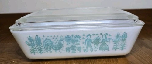 Vintage Pyrex Amish Butterprint 0503 1.5 Qt Casserole Dish w Lid 503-C Turquoise