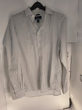 Kenneth Cole AWEARNESS Chillflex Slim Fit Dress Shirt Mens Large Black White Pat