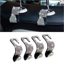 Bling Car Seat Headrest Hooks, 4PCS Handcrafted Rhinestones Seat Multicolor