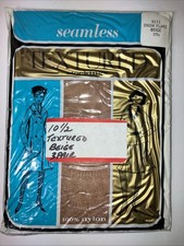 3 Pair  s 1950-1960 Vintage 100 Nylon Textured GLAMOROUS Stockings 10 1/2  USA