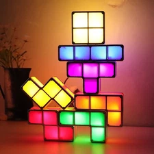 VEEKI Stackable Night Light, Stackable LED 7 Colors 3D Puzzles Night Lights I...