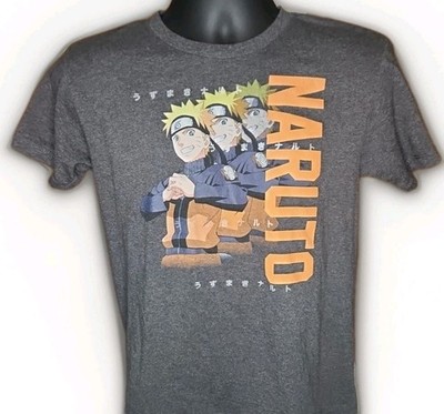 Official Naruto Brand Boy's Charcoal Gray Anime Character T Shirt Size Medium