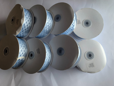RESTPOSTEN: 8 Rollen blaues Satin Gitterband 39mm breit 25 Meter auf Rolle