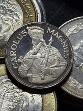 1960 ANDORRA Carolus Magnus CHARLEMAGNE Silver 25 Diners Coin RARE